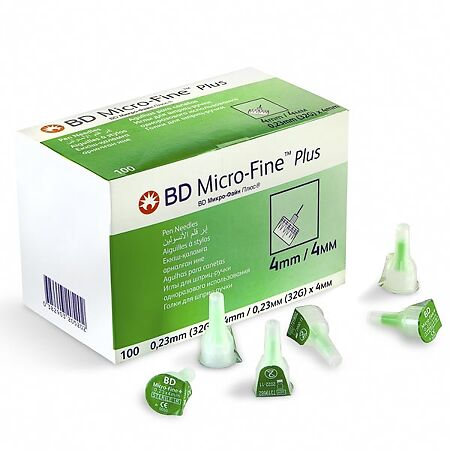 Иглы BD Micro-Fine Plus 0,23 мм (32G) х 4 мм, 100 шт