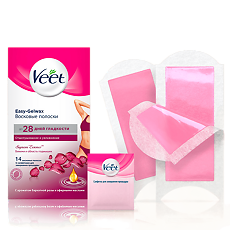 Купить Veet полоски восковые для депиляции для бикини с ароматом бархатной розы 14 шт цена