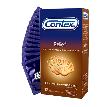 Презервативы Contex Relief 6 с ребрами и 6 с точками 12 шт