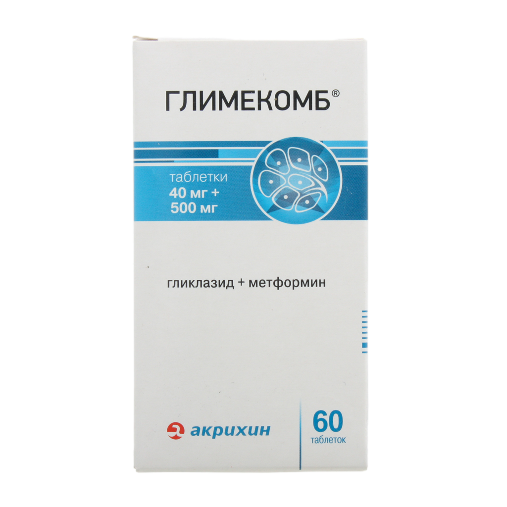 Глимекомб, таблетки 40 мг+500 мг 60 шт - , цена и отзывы .
