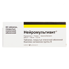 Изображение товара Нейромультивит таблетки покрыт.плен.об. 200мг+100мг+0,2мг 60 шт