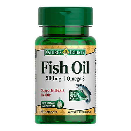 Nature's Bounty Рыбий Жир Омега-3 / Fish Oil 500 mg Omega -3 Softgels капсулы массой 710 мг 60 шт