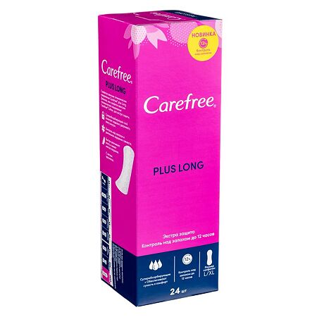 Carefree Plus Long салфетки (прокладки) ежедневные 24 шт