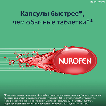 Нурофен Экспресс Форте капсулы 400 мг 20 шт