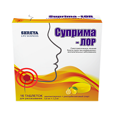 Купить Суприма-Лор лимон таблетки для рассасывания 0,6 мг+1,2 мг 16 шт цена