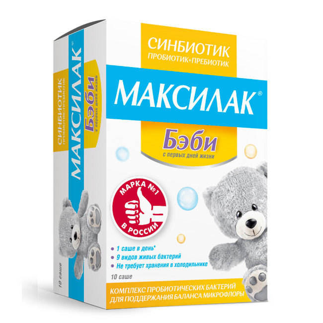 Изображение товара Максилак Бэби синбиотик порошок 10 пакетов для малышей Изображение товара Максилак Бэби синбиотик порошок 10 пакетов для малышей
