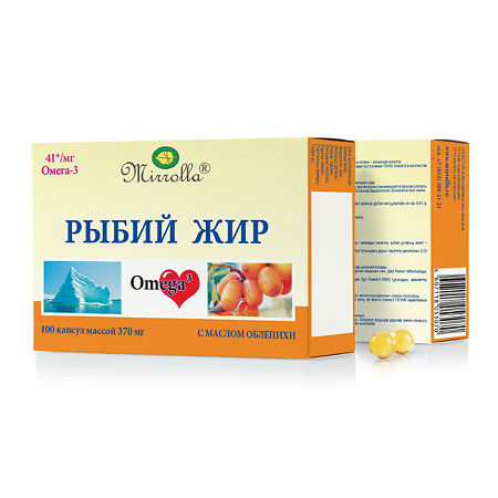 Mirrolla Рыбий жир с маслом облепихой капсулы массой 370 мг 100 шт