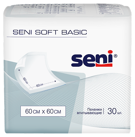 Seni Soft Basic простыни (пеленки) 60х60см 30 шт