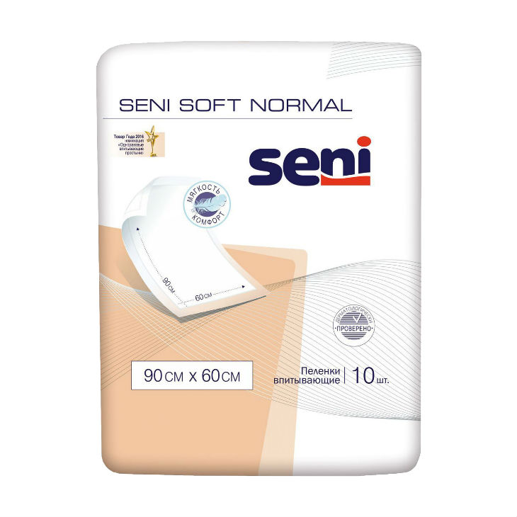 Изображение товара Seni Soft Normal простыни и пеленки 60х90 см, упак. 10 шт, гипоаллергенные