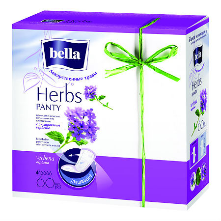 Bella Прокладки Panty Herbs verbena с экстрактом вербены ежедневные, 60 шт