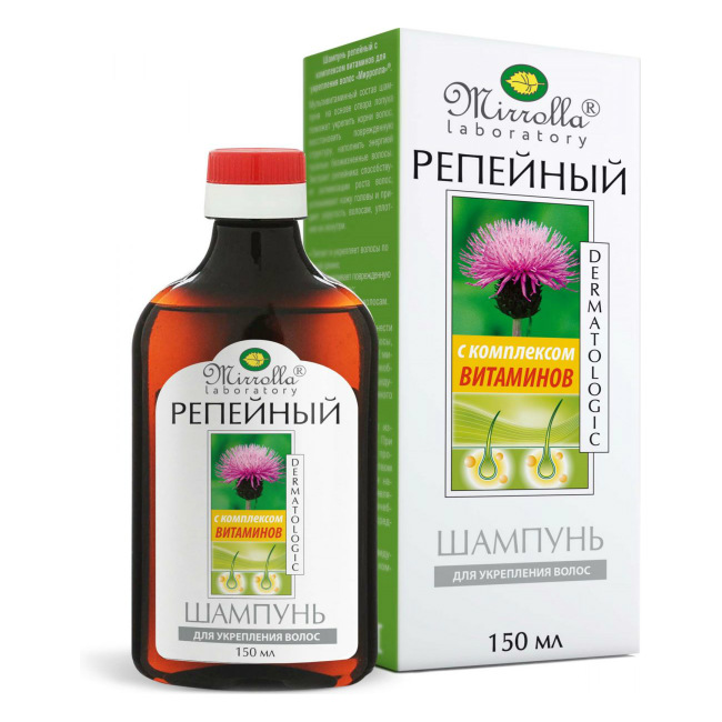 Изображение товара Мирролла репейный шампунь с витаминами 150 мл для укрепления и роста волос Изображение товара Мирролла репейный шампунь с витаминами 150 мл для укрепления и роста волос