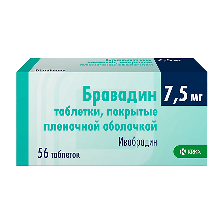 Бравадин таблетки покрыт.плен.об. 7,5 мг 56 шт