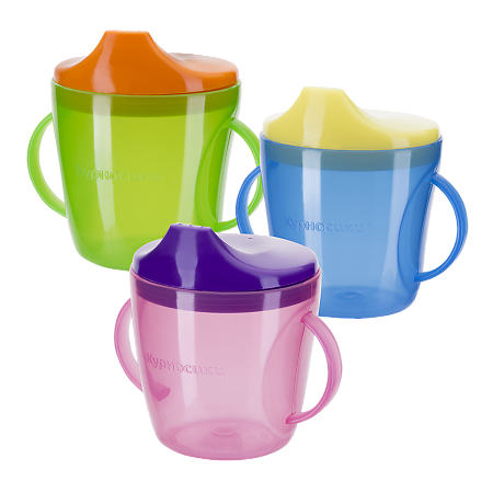 Изображение товара Поильник с ручками Курносики 200 мл арт.17003 для малышей от 6 месяцев