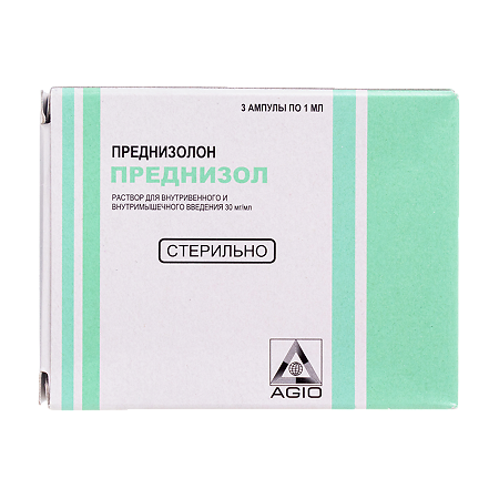 Преднизол раствор для в/в и в/м введ 30 мг/мл 1 мл 3 шт