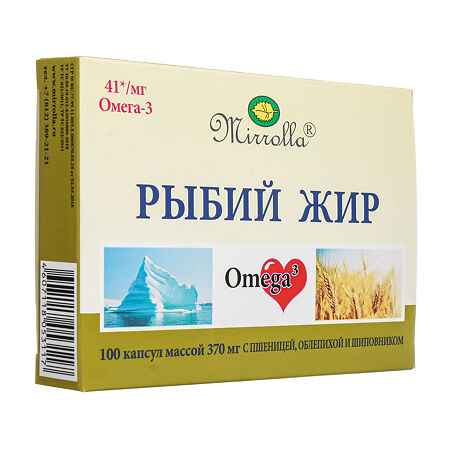 Mirrolla Рыбий жир с пшеницой облепихой и шиповником капсулы массой 370 мг 100 шт