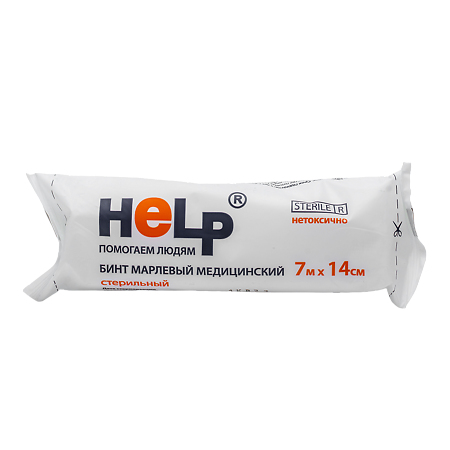 Бинт марлевый медицинский стерильный Help 7м х 14см 1 шт