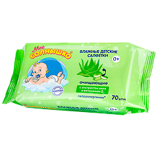 Купить Мое солнышко Салфетки для детей очищающие при смене подгузника алоэ 70 шт цена