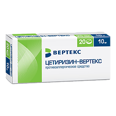 Купить Цетиризин-Вертекс таблетки покрыт.плен.об. 10 мг 20 шт цена