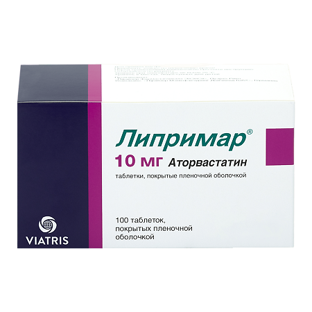 Изображение товара Липримар таблетки покрытые пленочной оболочкой 10 мг 100 шт гиполипидемический препарат