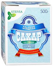Купить Сладкий сахар белый со стевией 500 г 1 шт цена