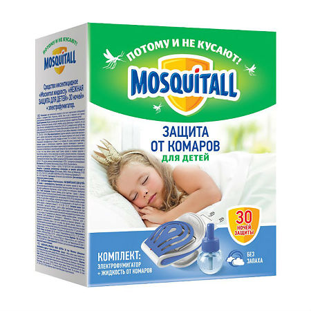 Mosquitall Защита от комаров нежная фумигатор + жидкость 30 ночей 1уп