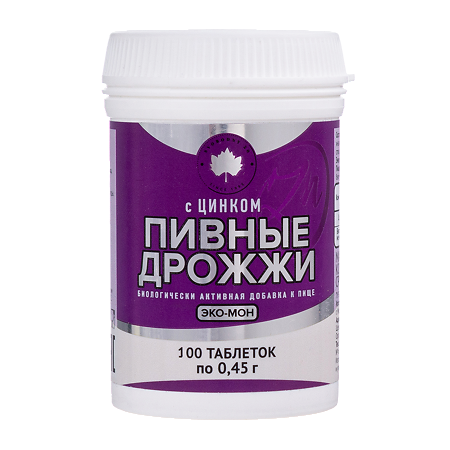 Дрожжи пивные Эко-Мон Цинк таблетки массой 0,45 г 100 шт