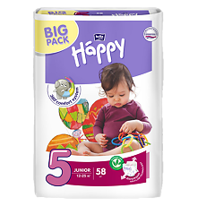 Изображение товара Bella Подгузники Baby Happy 5 Junior 12-25 кг BIG PACK 58 шт