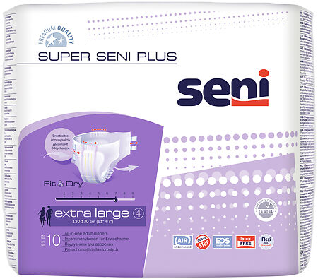 Seni Super Plus Extra Large подгузники для взрослых (130-170см) 10 шт