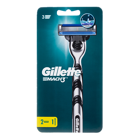 Изображение товара Gillette Mach3 станок для бритья с 2 сменными кассетами для комфортного ухода