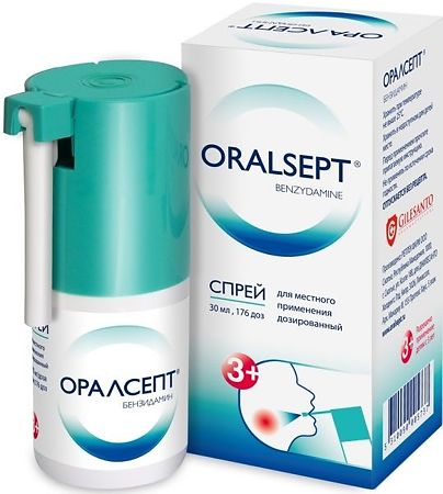 Оралсепт спрей для местного применения дозированный 0,255 мг/доза 30 мл 1 шт