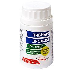 Купить Дрожжи пивные Экко Плюс с серосодержащими аминокислотами Метионин-цистеин эффект таблетки массой 0,45 г 60 шт цена