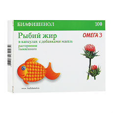 Купить Биафишенол Рыбий жир с маслом расторопши и тыквы капсулы массой 0,3 г 100 шт цена