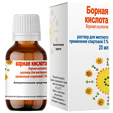 Изображение товара Борная кислота раствор для наружного применения спиртовой 3 % 25 мл 1 шт