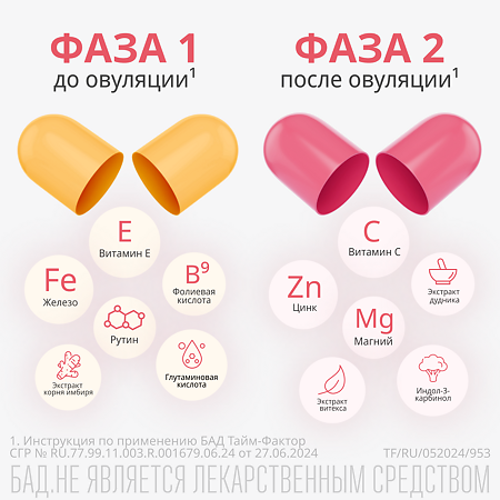 Тайм Фактор капсулы массой 530 мг+ 500 мг 60 шт