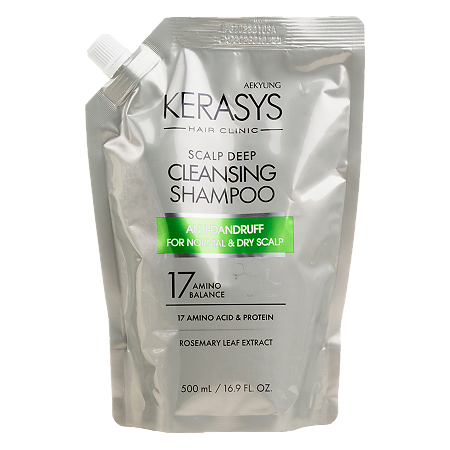 Изображение товара Kerasys Deep Cleansing Шампунь Освежающий, уход за сухой и нормальной кожей головы зап. блок 500 мл 1 шт