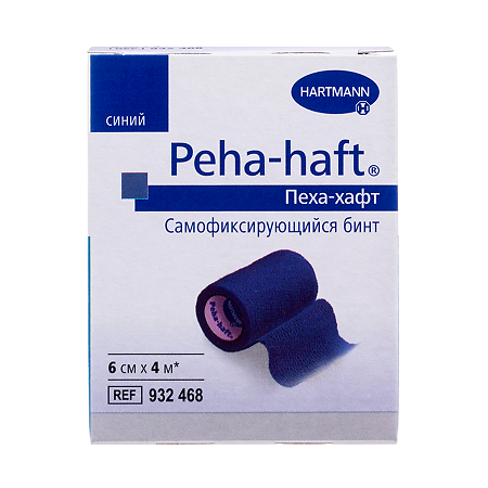Бинт Peha-haft/Пеха-хафт самофиксирующийся 4 м х 6 см без латекса синий 1 шт