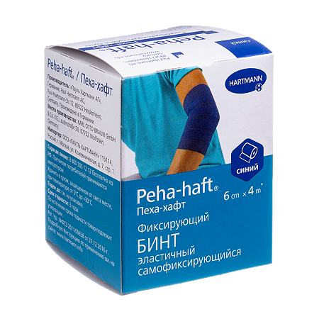 Бинт Peha-haft/Пеха-хафт самофиксирующийся 4 м х 6 см без латекса синий 1 шт