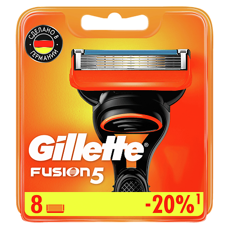 Изображение товара Сменные кассеты Gillette Fusion5 8 шт для гладкого бритья и ухода за лицом