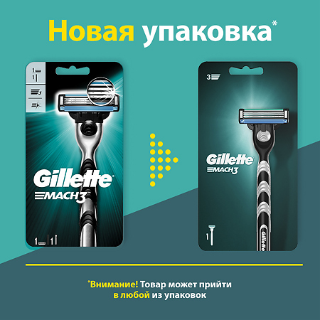 Gillette Mach 3 Бритвенный станок с 1 сменной кассетой 1 шт