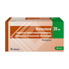 Изображение товара Нольпаза таблетки кишечнорастворимые 20 мг 56 шт для лечения язв и рефлюкса