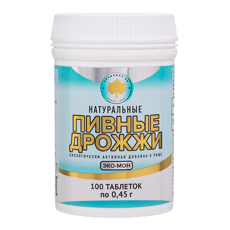 Дрожжи пивные Эко-Мон Натуральные таблетки массой 0,45 г 100 шт