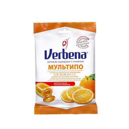Вербена / Verbena Мультипо карамель леденцовая с начинкой массой 3,2 г 1 уп