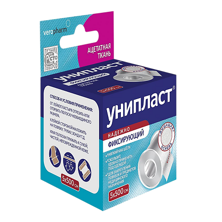 Лейкопластырь Унипласт фиксирующий на шелковой основе 5х500 см 1 шт