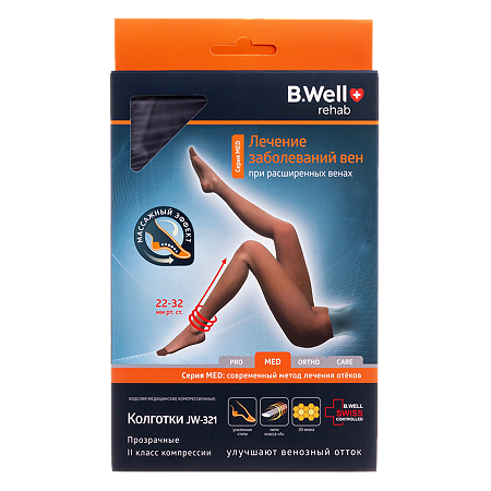 Компрессионные колготки B.Well JW-321 2 класс компрессии 2  Nero 1 шт