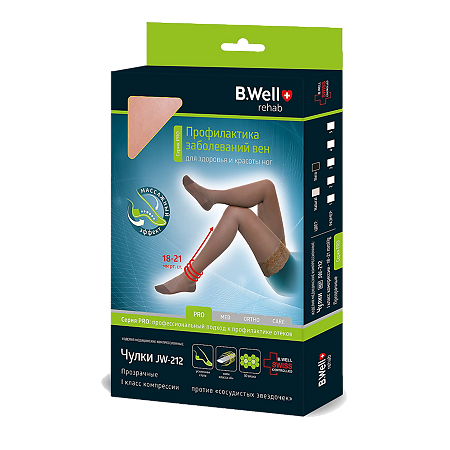 Компрессионные чулки B.Well JW-212 прозрачные с ажурным верхом 1 класс компрессии 4 Nero 1 шт