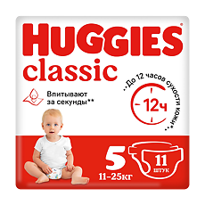 Купить Huggies Подгузники Classic 5 (11-25 кг) 11 шт цена