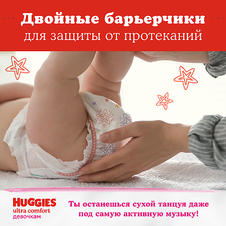 Huggies Подгузники Ультра Комфорт р.3 5-9 кг для девочек 94 шт