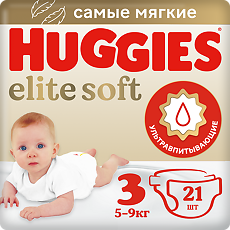 Купить Huggies Подгузники Elite Soft 3 5-9 кг 21 шт цена
