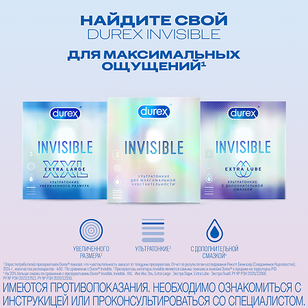 Презервативы Durex Invisible ультратонкие 3 шт