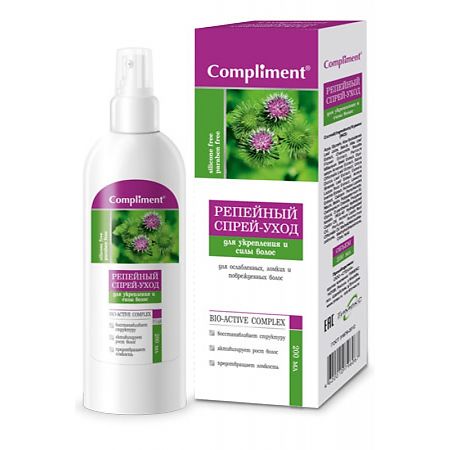 Изображение товара Compliment Спрей-уход для волос Репейный против выпадения 200 мл 1 шт